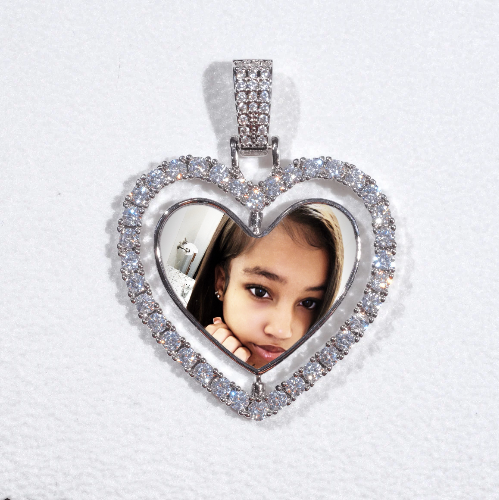 3D Spinning 2-Faced Heart Custom Picture Pendant