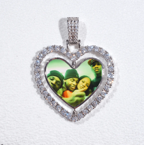 3D Spinning 2-Faced Heart Custom Picture Pendant