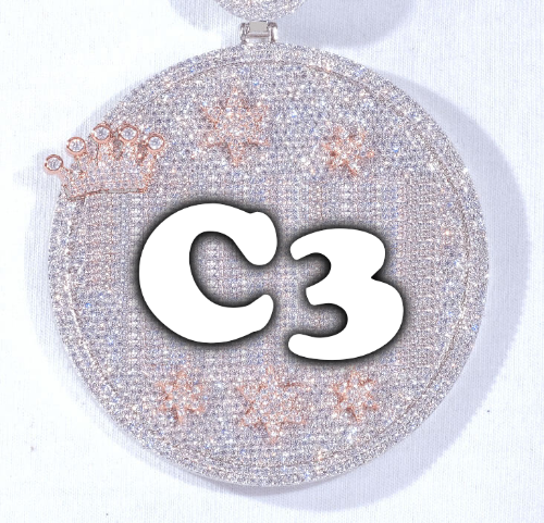 CUSTOM LETTER NECKLACE 3D BIG CROWN DISC