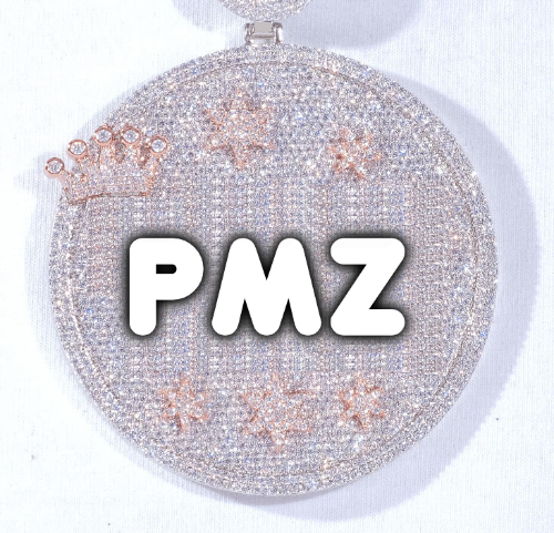 CUSTOM LETTER NECKLACE 3D BIG CROWN DISC