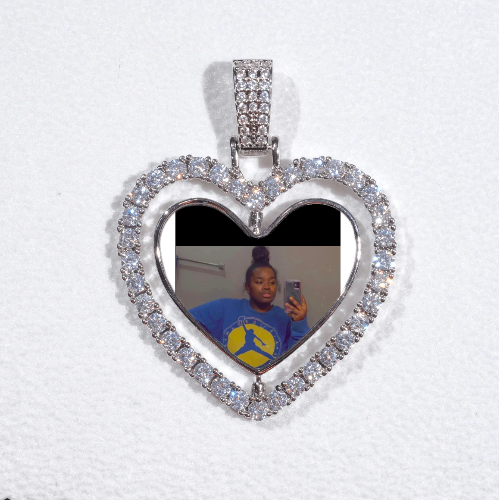 3D Spinning 2-Faced Heart Custom Picture Pendant