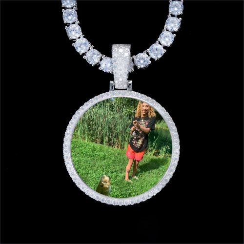 925S & VVS Moissanite 3D Circle Custom Picture Pendant