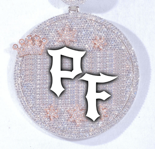 CUSTOM LETTER NECKLACE 3D BIG CROWN DISC