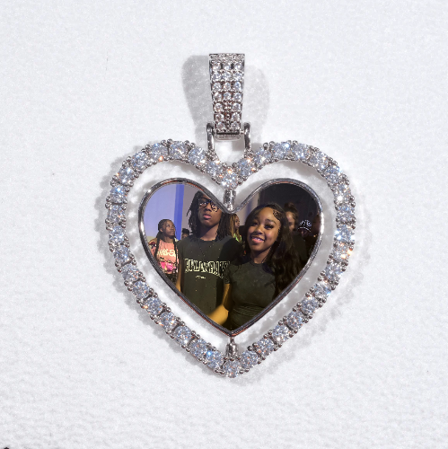 3D Spinning 2-Faced Heart Custom Picture Pendant