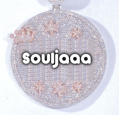 CUSTOM LETTER NECKLACE 3D BIG CROWN DISC