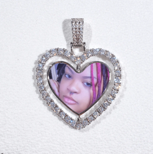 3D Spinning 2-Faced Heart Custom Picture Pendant