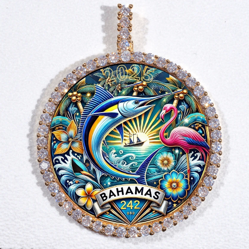 LARGE 3D CIRCLE CUSTOM PICTURE PENDANT