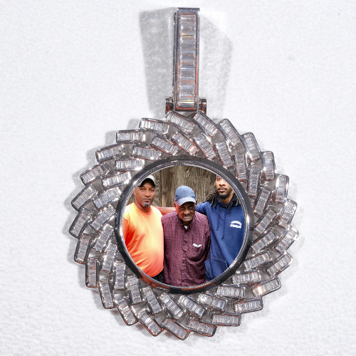 Large 3D Baguette Custom Picture Pendant