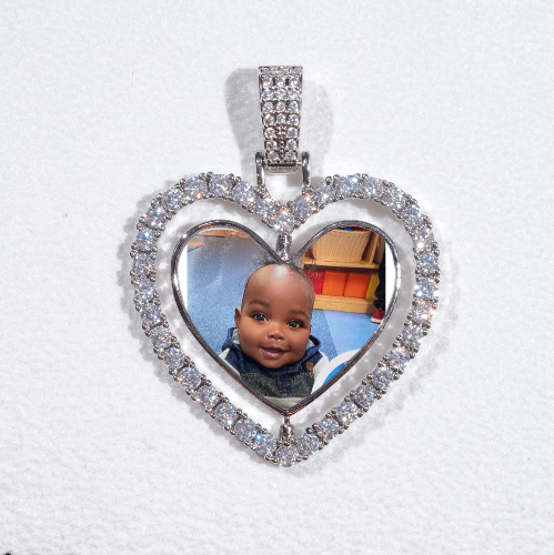 3D Spinning 2-Faced Heart Custom Picture Pendant