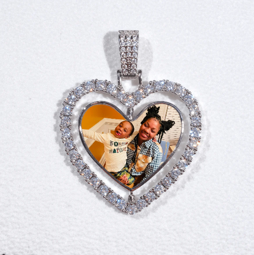 3D Spinning 2-Faced Heart Custom Picture Pendant