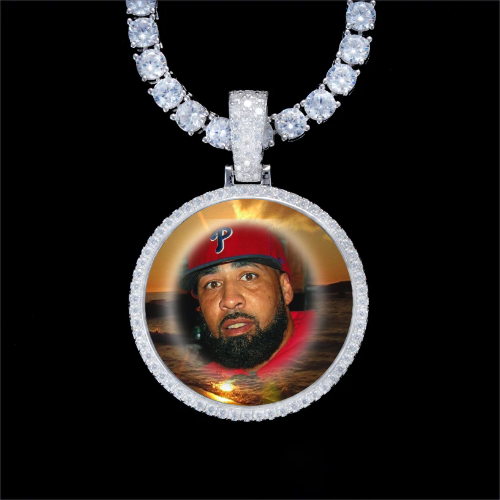925S & VVS Moissanite 3D Circle Custom Picture Pendant