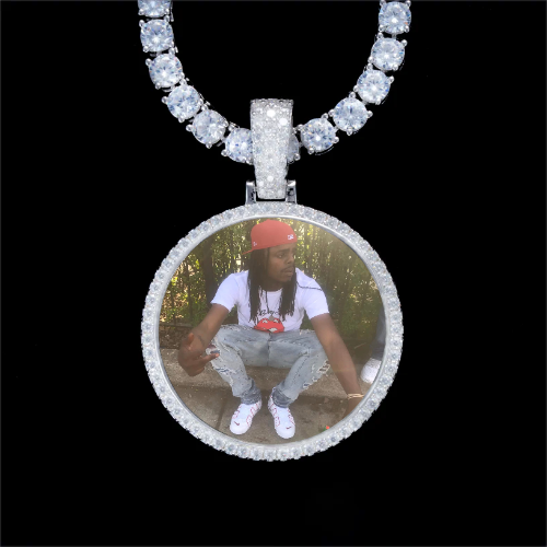 925S & VVS Moissanite 3D Circle Custom Picture Pendant