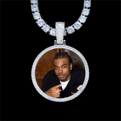 925S & VVS Moissanite 3D Circle Custom Picture Pendant