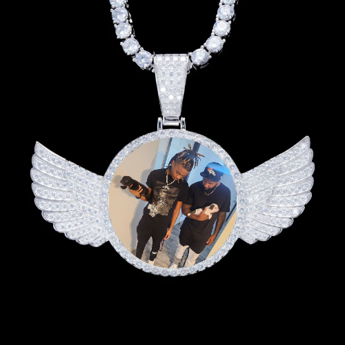 925S & VVS Moissanite 3D Wing Custom Picture Pendant