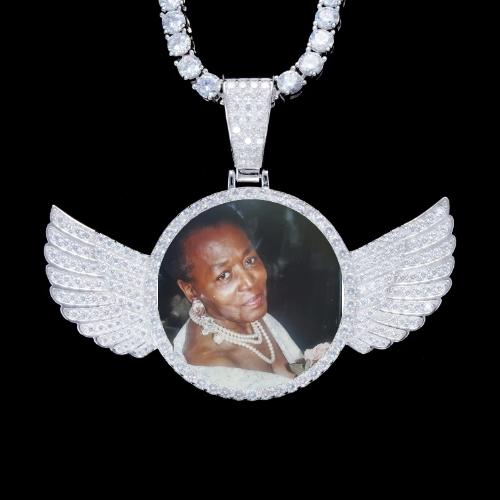 925S & VVS Moissanite 3D Wing Custom Picture Pendant