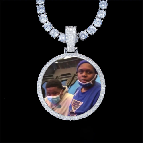 925S & VVS Moissanite 3D Circle Custom Picture Pendant
