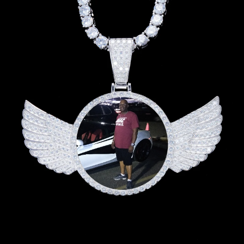 925S & VVS Moissanite 3D Wing Custom Picture Pendant