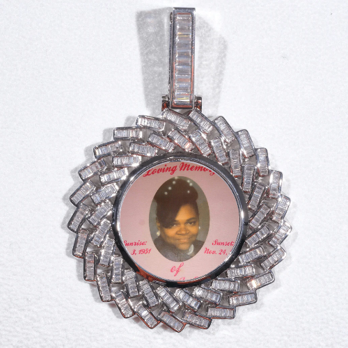 Large 3D Baguette Custom Picture Pendant