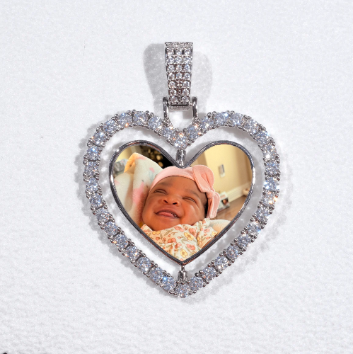 3D Spinning 2-Faced Heart Custom Picture Pendant