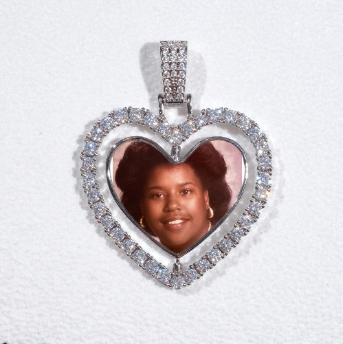 3D Spinning 2-Faced Heart Custom Picture Pendant