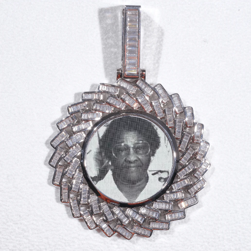 Large 3D Baguette Custom Picture Pendant