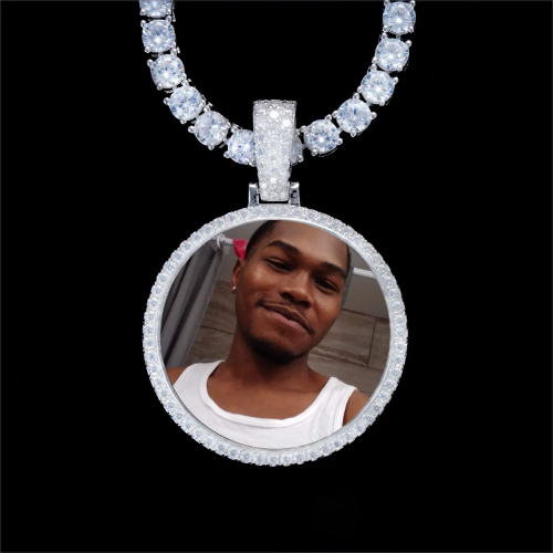 925S & VVS Moissanite 3D Circle Custom Picture Pendant