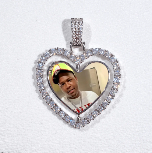 3D Spinning 2-Faced Heart Custom Picture Pendant
