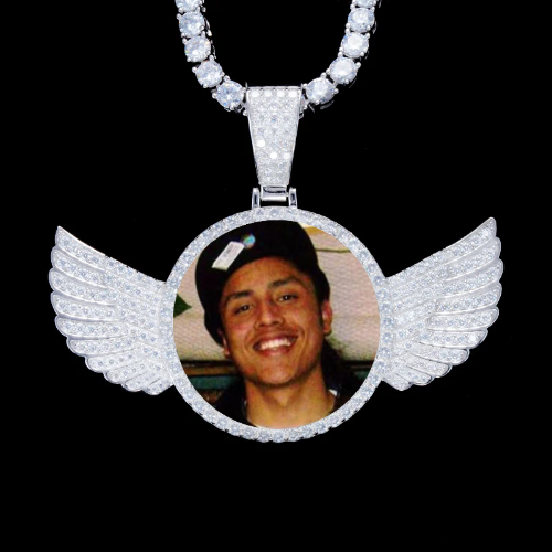 925S & VVS Moissanite 3D Wing Custom Picture Pendant