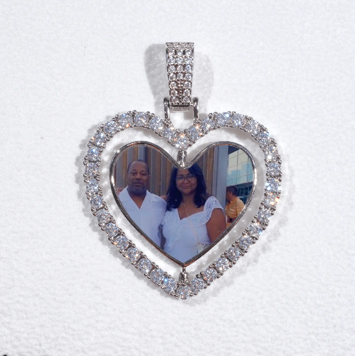 3D Spinning 2-Faced Heart Custom Picture Pendant