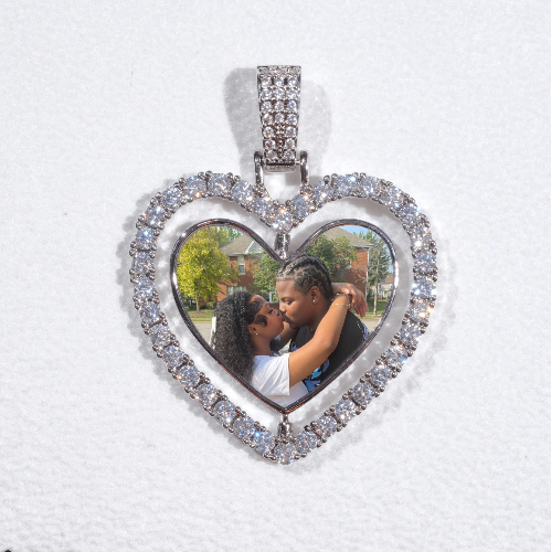 3D Spinning 2-Faced Heart Custom Picture Pendant