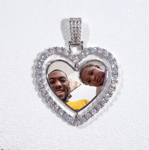 3D Spinning 2-Faced Heart Custom Picture Pendant