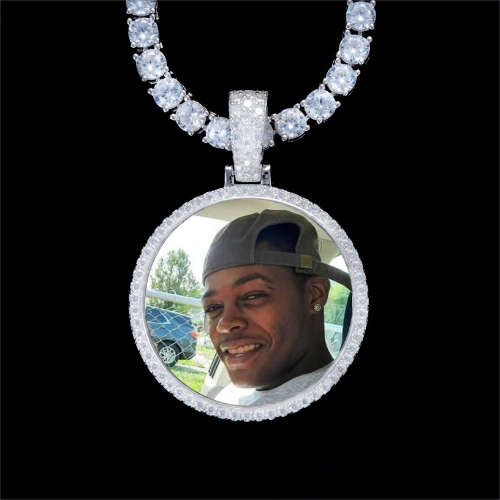 925S & VVS Moissanite 3D Circle Custom Picture Pendant