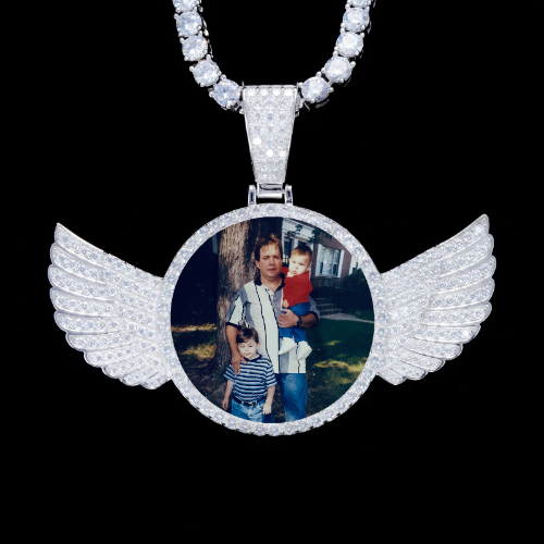 925S & VVS Moissanite 3D Wing Custom Picture Pendant