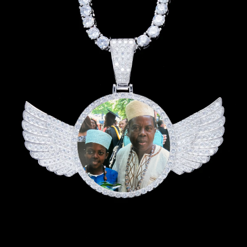 925S & VVS Moissanite 3D Wing Custom Picture Pendant