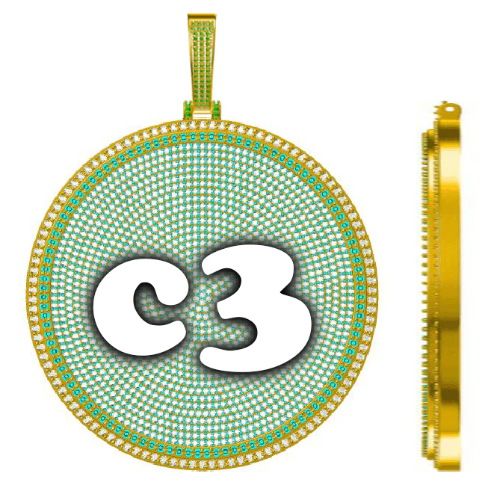 CUSTOM LETTER NECKLACE 3D BIG DISC