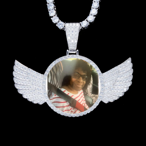 925S & VVS Moissanite 3D Wing Custom Picture Pendant
