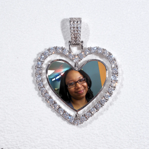 3D Spinning 2-Faced Heart Custom Picture Pendant