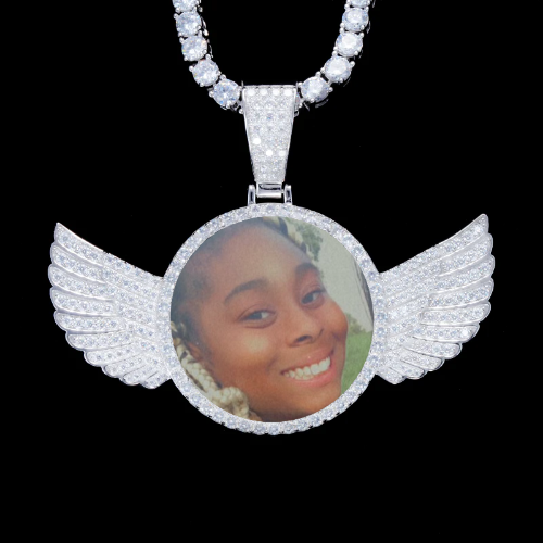 925S & VVS Moissanite 3D Wing Custom Picture Pendant