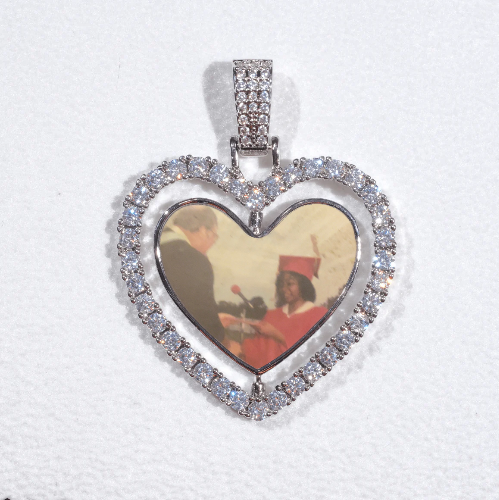 3D Spinning 2-Faced Heart Custom Picture Pendant