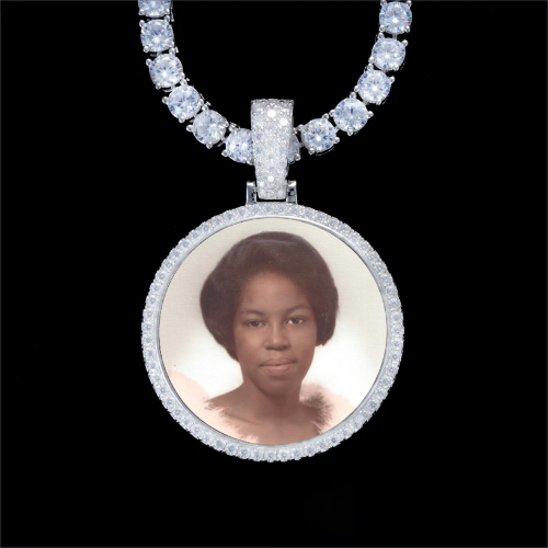 925S & VVS Moissanite 3D Circle Custom Picture Pendant