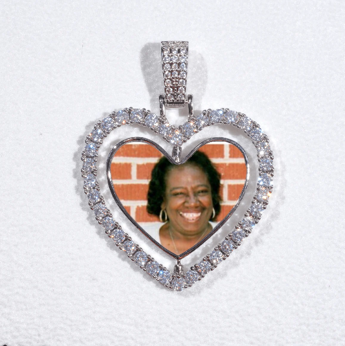 3D Spinning 2-Faced Heart Custom Picture Pendant
