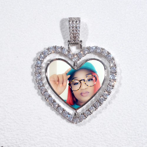 3D Spinning 2-Faced Heart Custom Picture Pendant
