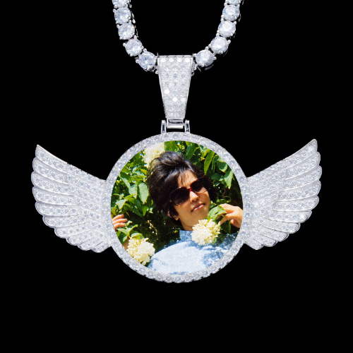 925S & VVS Moissanite 3D Wing Custom Picture Pendant