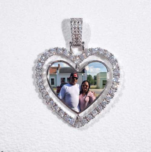 3D Spinning 2-Faced Heart Custom Picture Pendant