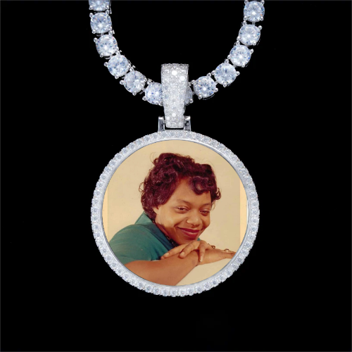 925S & VVS Moissanite 3D Circle Custom Picture Pendant