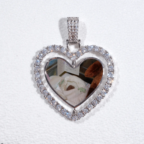 3D Spinning 2-Faced Heart Custom Picture Pendant