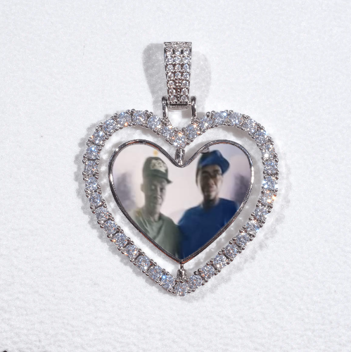 3D Spinning 2-Faced Heart Custom Picture Pendant