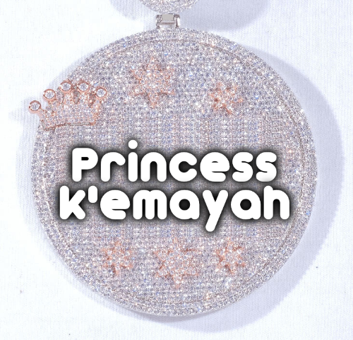 CUSTOM LETTER NECKLACE 3D BIG CROWN DISC