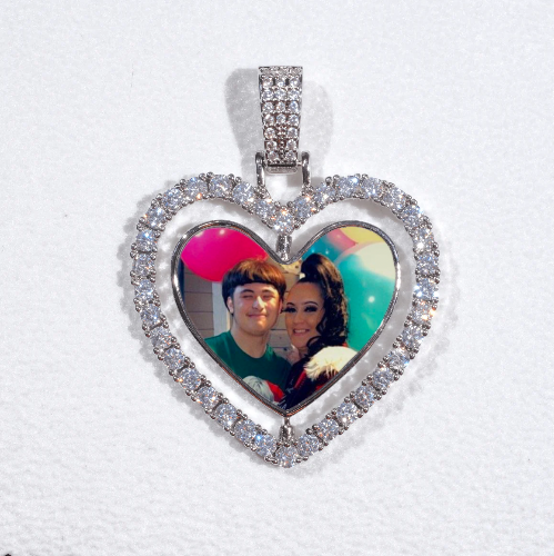 3D Spinning 2-Faced Heart Custom Picture Pendant