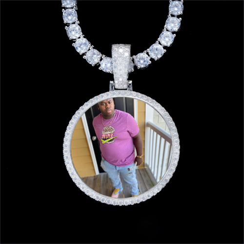 925S & VVS Moissanite 3D Circle Custom Picture Pendant